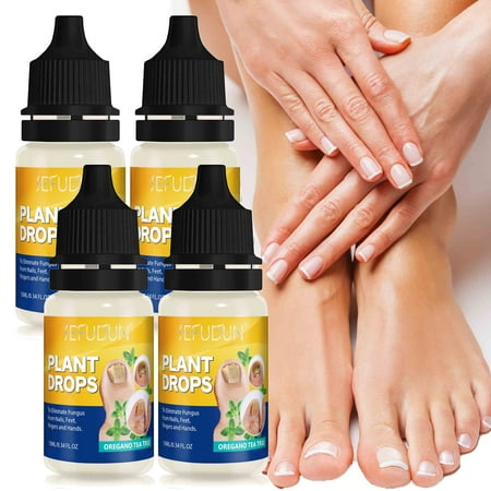 Sefudun 4-Pack Plant Drops Nail Fungus, Nails Care Moisturizer, Oregano Tea Tree, Tea Tree and Oregano Oil for Toenail