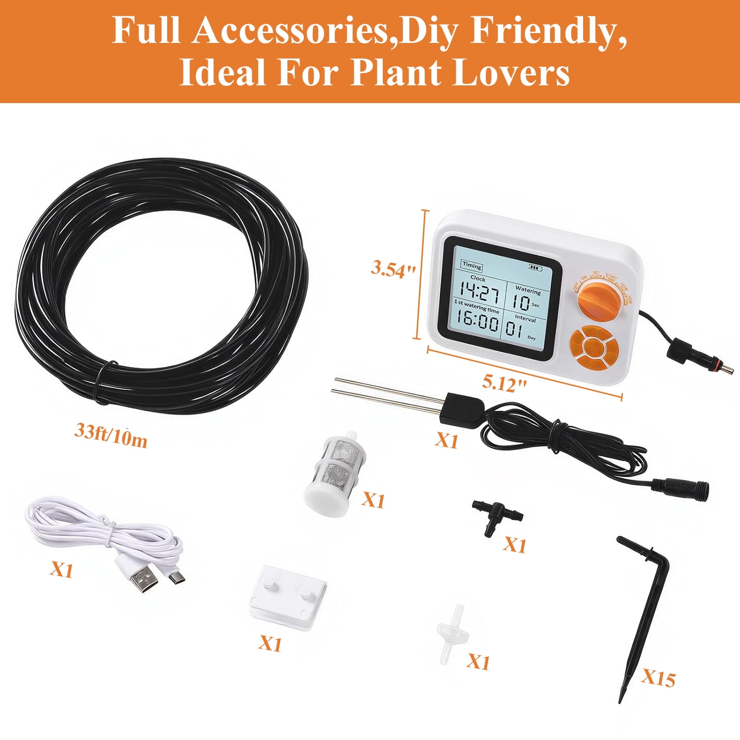 MJIAexp Automatic Drip Irrigation Kit with Smart Humidity Detection and Programmable Water Timer, Auto Plant Waterer Plant Watering Devices Indoor Self Watering System for 15 Potted Plant