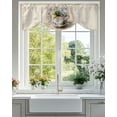 Blue Flowers Tie Up Valances Curtain, Vintage Tea Cups Spring Plant ...