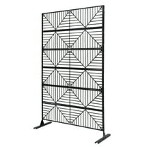 Miumaeov Outdoor Privacy Screens and Panels for Patio Metal Privacy Fence Screen with Freestanding Decorative Room Divider for Balcony Deck Garden Backyard Swimming Pool, Black (Stripe)