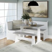 Linon Ardmore Wood Breakfast Nook Dining Set in White and Gray