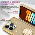 thumbnail image 4 of IBAOLEA Compatible with iPhone 13 Pro Max Case,Flash Diamond TPU Silicone Bumper Bling Shiny Ultrathin Silicone Soft Cover with Diamond Ring Kickstand Protection Case for Girls Women -Gold Gold -, 4 of 7