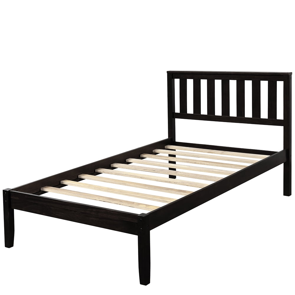 Kepooman Twin Size Wood Platform Bed with Headboard, 78.5”L X 42”W X 37”H, Espresso Kepooman Twin Size Wood Platform Bed with Headboard, 78.5”L X 42”W X 37”H, Espresso