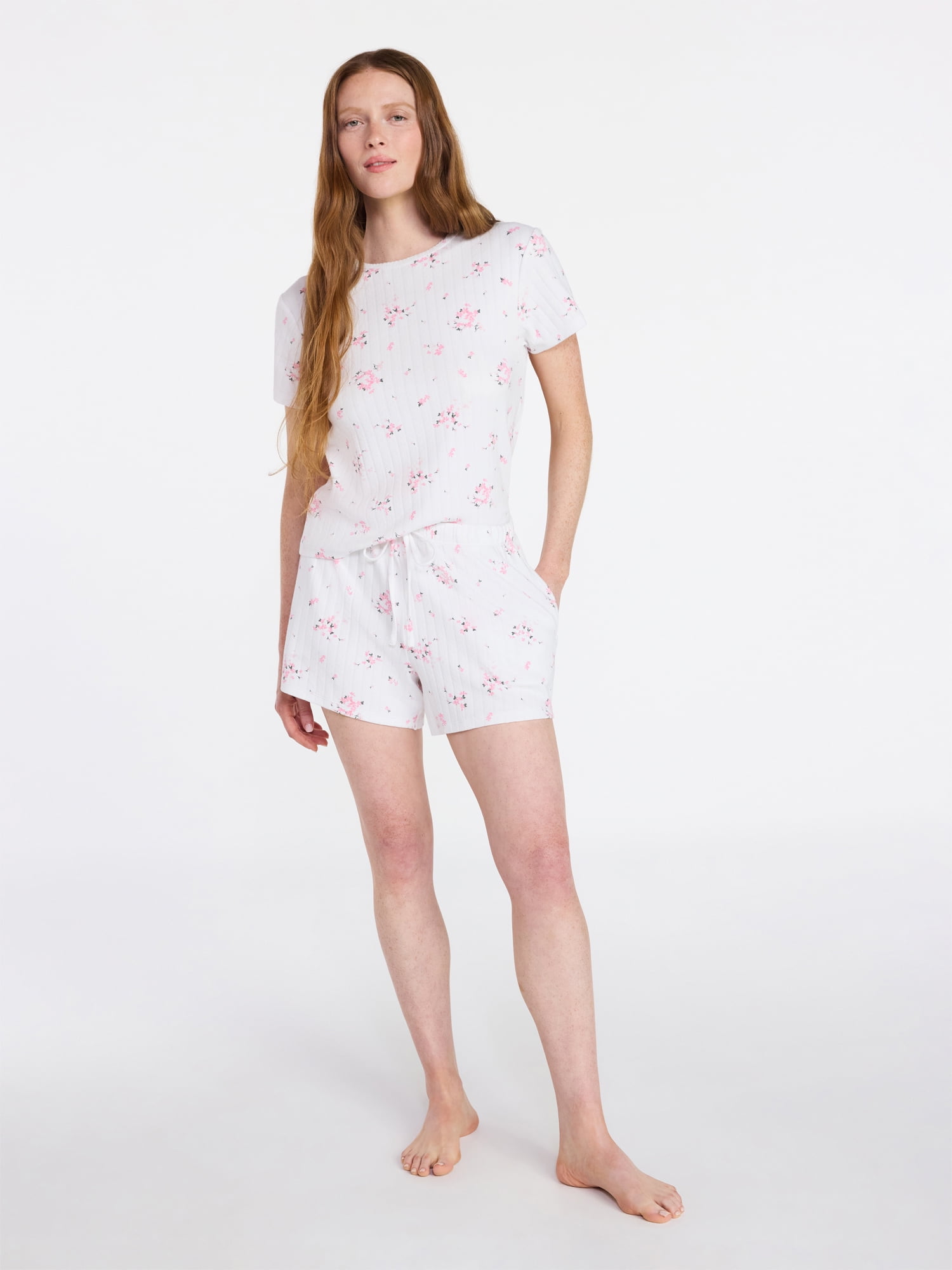 Joyspun Women’s Pointelle Knit Sleepwear Short, Sizes XS-3X