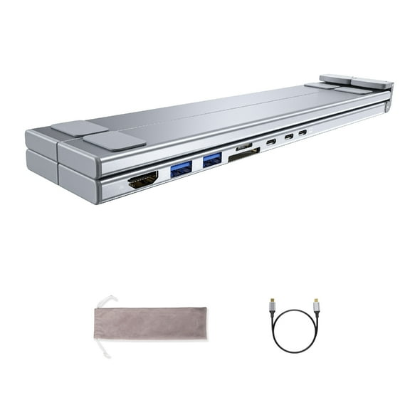 8 in 1 Aluminum Laptop Stand Hubs with 4K USB C Port and PD100W Fast Charging for Tablets and Notebook