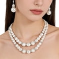 thumbnail image 3 of SmartBy White Faux Pearl Necklace Ladies 2 Strands Beads Choker Elegant Layered Necklace Jewelry for Dating Weddings Parties, 3 of 7