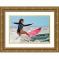 thumbnail image 1 of ranfuchs 24x17 Gold Ornate Wood Framed with Double Matting Museum Art Print Titled - Happy Surfing 2, 1 of 4