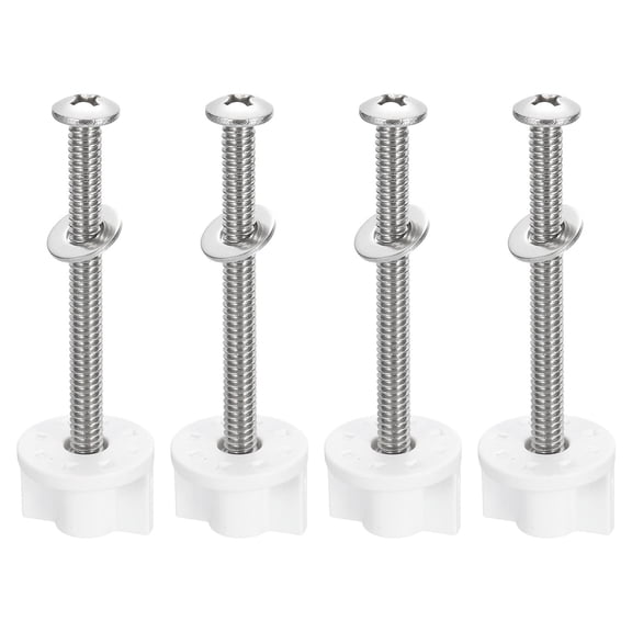 Uxcell 4 Pack Toilet Seat Hinge Screw, 3.15" Stainless Steel Universal Toilet Seat Screws with Nuts and Gasket for Toilet Seat Replacement Parts