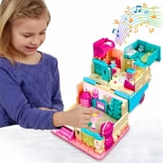 Toys for Girls Ages 3-8, Mini Doll House Pretend Play Toy with Light and Music Toys for Girls 3-8 Years Old Birthday Christmas Gifts