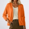 thumbnail image 2 of Womens Lightweight Open Front Casual V-Neck Long Cardigan Sweater with Pockets Orange, XXL, 2 of 4