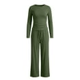 thumbnail image 5 of Hugcore Matching Sets Women Clothing Women's Lounge Sets 2 Piece Long Sleeve Casual Yoga Sets Two Piece Y2K Casual Outfits Workout Sets for Women Long Sleeve Green XL, 5 of 6