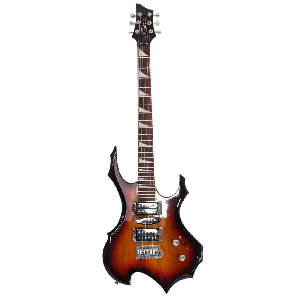 Tcbosik Flame Design Electric Guitar, 39 inch Beginner Electric Guitar Kit with 20W AMP, Bag, Strap, Pick, Tremolo Arm and Wrench Tool, Sunset Color