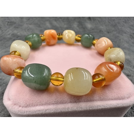kiki home Genuine Natural Gemstone Jewelry Xijiang golden jade bracelet