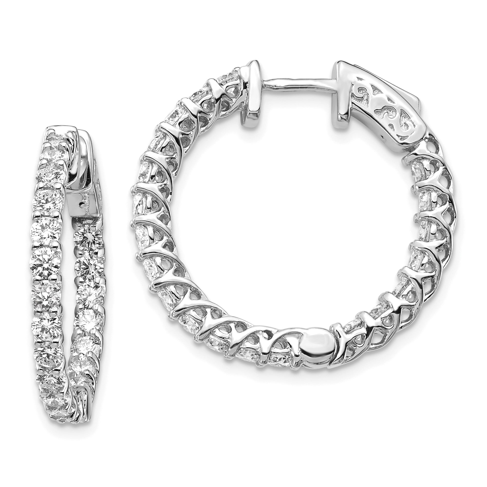 Real 14kt White Gold Round Hoop w//Safety Clasp Earring Mountings