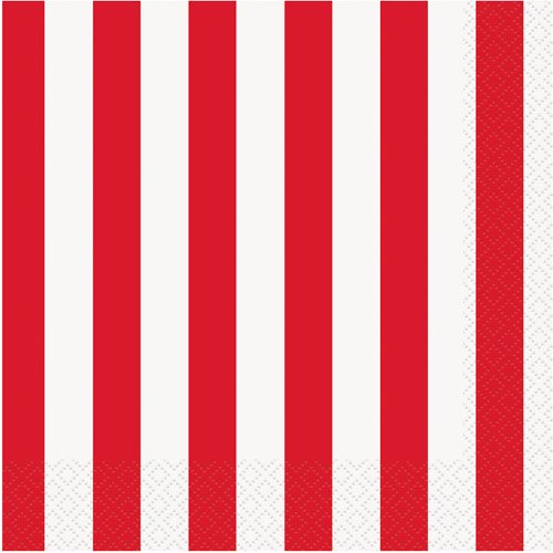Striped Paper Lunch Napkins, Red, 16ct