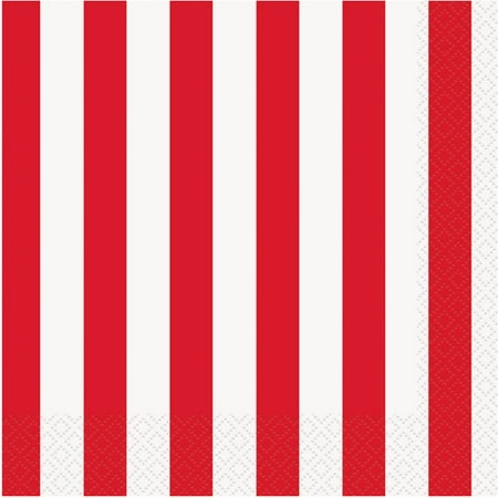 Striped Paper Lunch Napkins, Red, 16ct