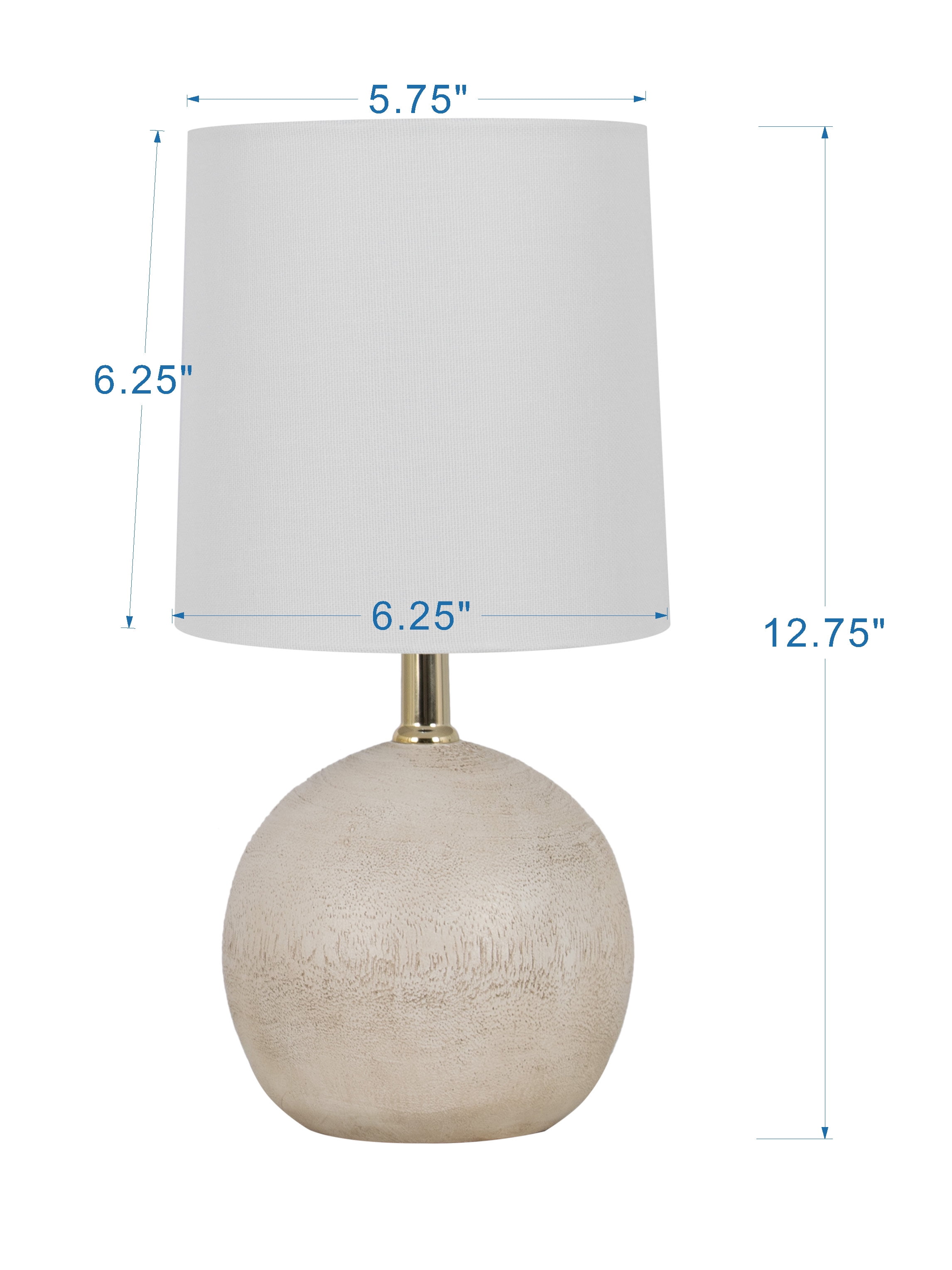Mainstays 12.75 inch White Ball Table Lamp with Linen Shade for