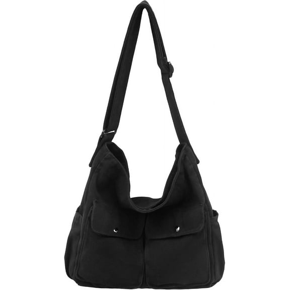 Canvas Messenger Bag Large Hobo Crossbody Bag for Women and Men Canvas Shoulder Tote Bag with Multiple Pockets for Work
