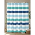 thumbnail image 4 of Shower Curtain Waterproof for Bathroom 72x72 Inch, Teal Blue Green Stripes Bath Curtain for Bath Stalls and Tub White Classic Striped Decorative Shower Curtains with Hooks, 4 of 8