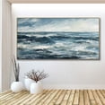 thumbnail image 5 of Original Ocean Wave Wall Art Abstract White Textured Oil Painting on Canvas Seascape Wall Art Large Living Space Home Decor,Unstretched,Frameless,(41*61cm)16*32Inches, 5 of 5