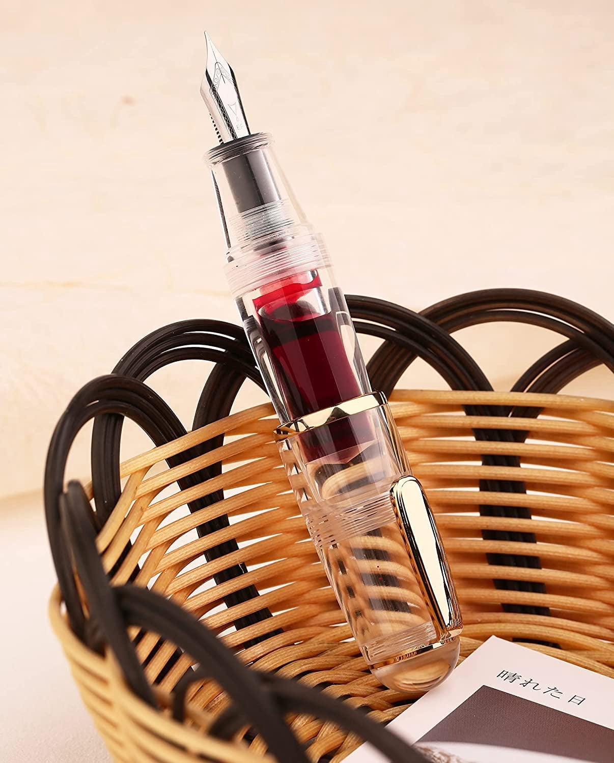 Majohn Q1 Mini Fountain Pen Extra Fine Nib Transparent Eyedropper Filling, Short Resin Pocket Large Capacity