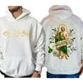 thumbnail image 5 of San Judas Tadeo White Roses Double Sided Hoodie – Saint Jude Graphic Hoodie, Mexican Catholic Faith Hoodie, Religious Gift for Men and Women, Virgen de Guadalupe Style Pullover, 5 of 7
