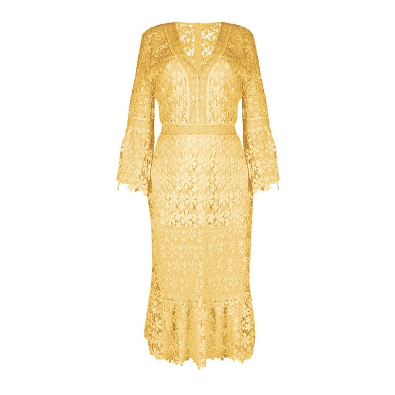 BONIXOOM Sexy Dresses for Women Date Night Multi-theme Party V-Neck Tab Long Sleeve Lace Jacket Printed Yellow Dresses - Walmart.com BONIXOOM Sexy Dresses for Women Date Night Multi-theme Party V-Neck Tab Long Sleeve Lace Jacket Printed Yellow Dresses - Walmart.com