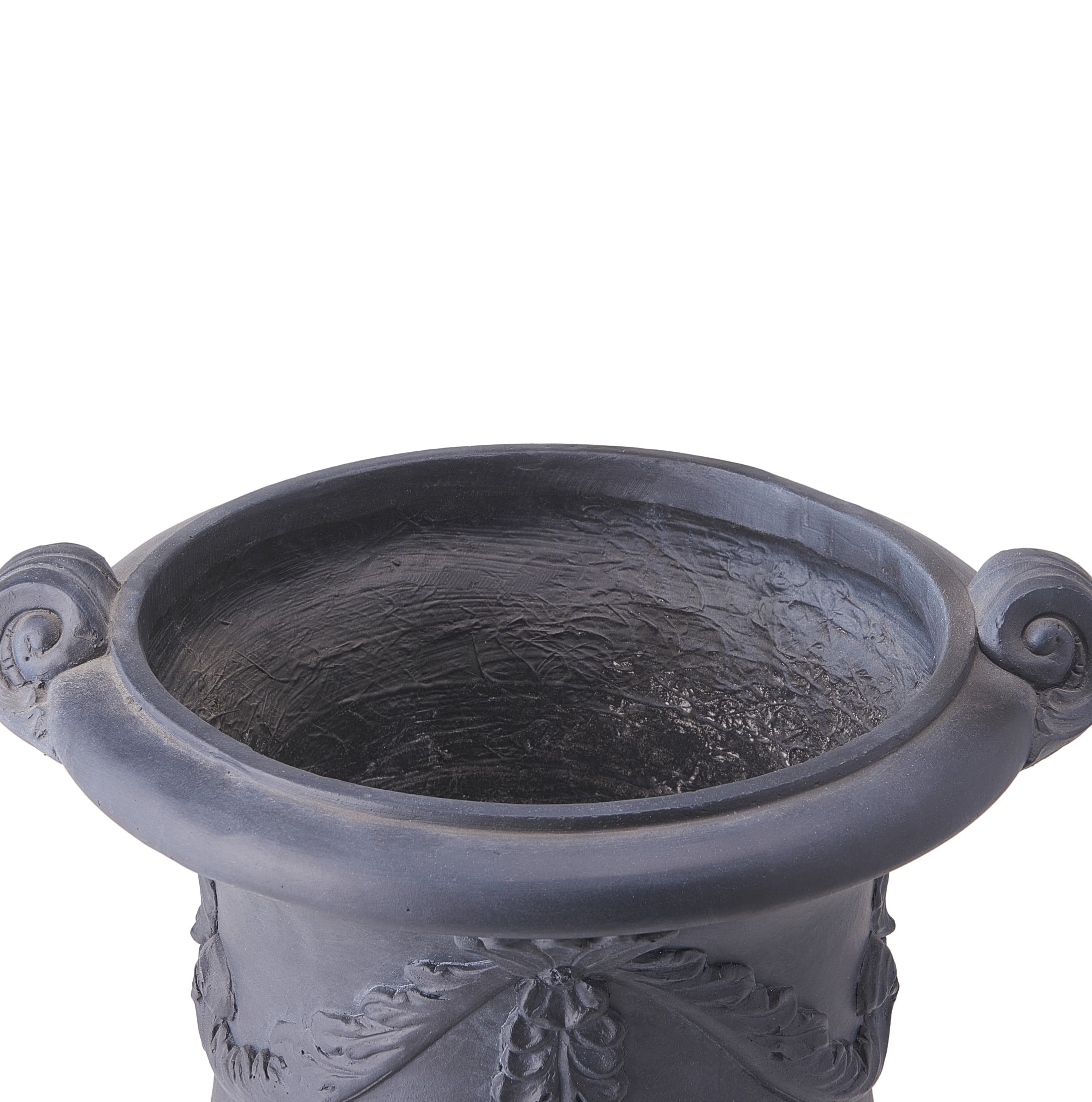 Christopher Knight Home MGO Flower Urn Planter with Scroll Handles, Black Finish