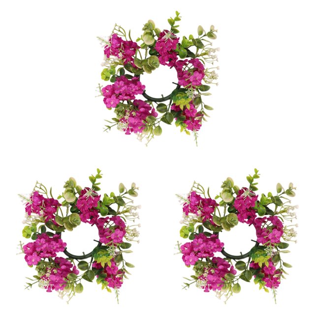 3PCS Candle Rings Wreaths - Mini Artificial Eucalyptus & Greenery Garland for Pillar Candles, Farmhouse Wedding Centerpiece, Boho Table Decor, Seasonal Home & Party Decoration