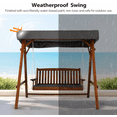 thumbnail image 6 of Ktaxon 2-Seater Wooden Patio Swing with Canopy & Cushion, Outdoor Porch Swing Chair with Solid Fir Wood Frame for Backyard Garden, Teak color, 6 of 8