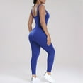 thumbnail image 6 of miqiqism Women's Gym Seamless Bodysuits, Workout Solid Ribbed Jumpsuits Yoga Bodycon Exercise Leggings Rompers Casual Sleeveless Long Pants Bodysuits,Blue,Large, 6 of 6