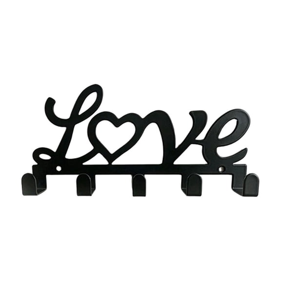 TACILIP Home Decor, 1PC Metal Love Wall Hooks Decorative Key Stand With 5 Hooks For Entryway And Home Organization, Home Gifts