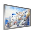 thumbnail image 2 of Designart "Vibrant Santorini Village Blue and White I" Landscapes Framed Wall Art Decor - Country Blue Greece Hallway Framed Wall Art Decor, 2 of 6