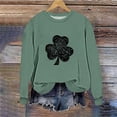 thumbnail image 4 of Casual Print Sweatshirt Long Sleeve Crewneck Pullover Winter Warm Soft Top for Ladies Celebrating St. Patrick's Day,Light Green,XXL, 4 of 5