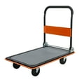 thumbnail image 2 of Platform Truck,660 lbs Capacity Steel Flatbed Cart,Foldable Push Hand Cart with 360 Degree Swivel Wheels,Heavy Duty Utility Push Carts for Loading and Storage,35" x 23" x 34",Orange, 2 of 7