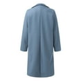 thumbnail image 5 of Hontri 2024 Womens Wool Coat on Sales, Women's Long Sleeve V Neck Faux Wool Blends Thin Jacket Coat Slim Fit Warm Solid Long Overcoat with Pockets Blue,Black, 5 of 8