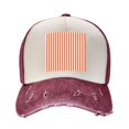 thumbnail image 2 of Orange And White Striped Baseball Cap Distressed Adjustable Vintage Cotton Denim Hat for Women Men, 2 of 7