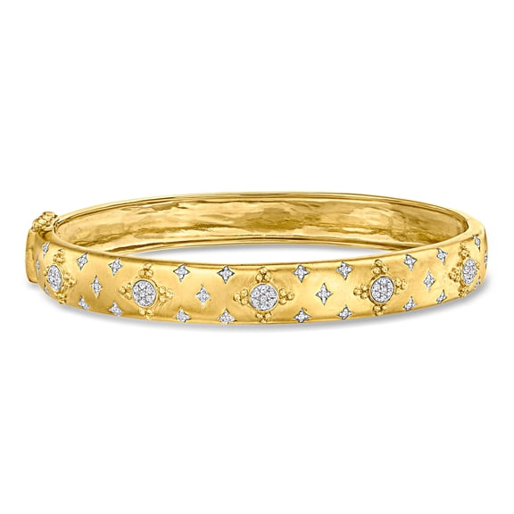 Ross-Simons 0.20 ct. t.w. Diamond Cluster Bangle Bracelet in 18kt Gold Over Sterling, Women's, Adult