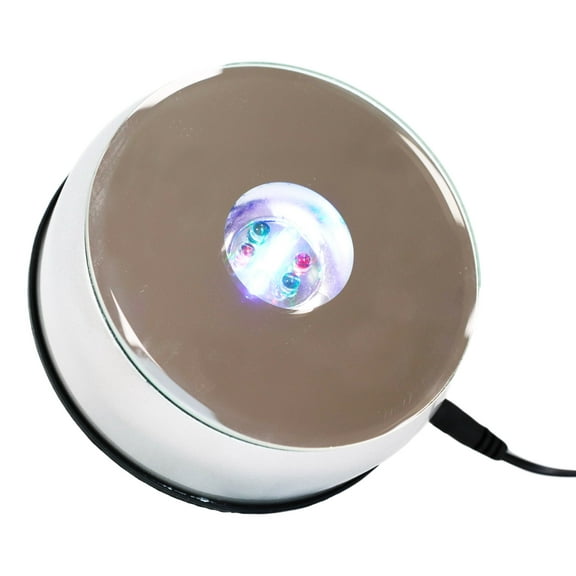 Ebros Rotating Colorful 7 LED Light Mirror Display Base for Crystal Acrylic Art