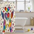 thumbnail image 3 of Manfei Cartoon Rainbow Love Shower Curtain 72Wx72L, Watercolor Graffiti Art Bathroom Curtain, Cream Blue, 3 of 5