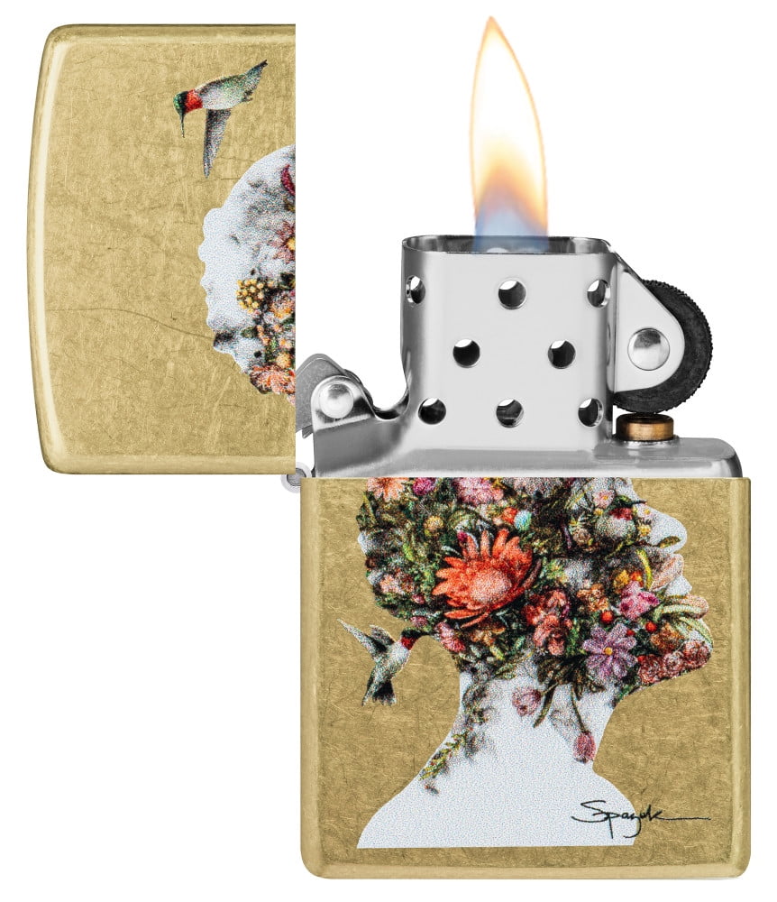 Zippo Pocket Lighter Spazuk Hummingbirds Design Street Brass