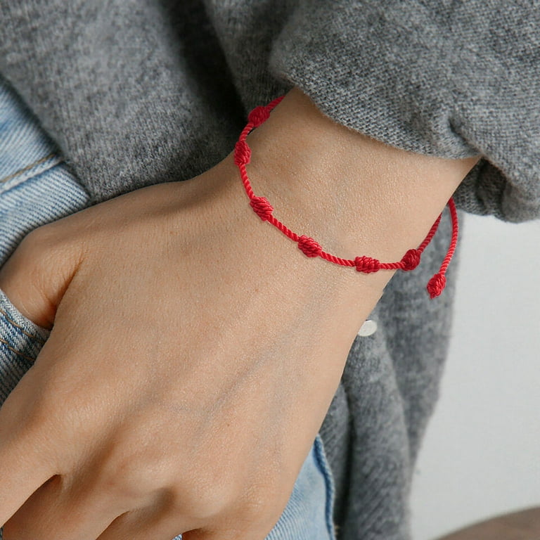 2 Pieces Red String Bracelets Red Cord Bracelet Adjustable Red Knot String  Bracelet For Protection And Good Luck For Friendship 