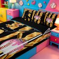 thumbnail image 3 of meiyoeat Girls Baseball Games Zipper Full Size Comforter Sets with Fitted Sheet and 2 Pillowcases For Ball Gamer,Colorful Ice Cream Drip Zipper Bedding Set For Kids,Black Reversible,4 Pieces, 3 of 7