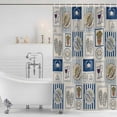 thumbnail image 2 of Shower Curtain Bathroom Set Ocean Crab Fish Flower Slipper Waterproof Fabric Shower Curtains with Grommets&Hooks, Country Vintage Beach Theme Privacy Bath Curtain for Bathtub 60x72in, 2 of 9