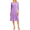thumbnail image 3 of Nlife Women 3/4 Sleeve Round Neck Swing Midi Dress, 3 of 7