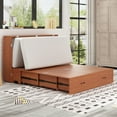 thumbnail image 2 of Mjkone Queen Size Murphy Cabinet Bed, Solid Pine Wall-Bed with 3 Charging Stations, 2 Storage Drawers, and Comfy Foldable Mattress for Bedroom, Office and Small Spaces (Burnt Orange), 2 of 6