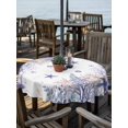 thumbnail image 2 of Outdoor Tablecloth with Umbrella Hole for Patio/Picnic/Party/Camping, Purple Coastal Waterproof Table Cloth Round Cover Washable, Summer Beach Nautical Coral Starfish (Dia 54"), 2 of 9