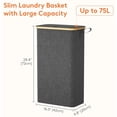 thumbnail image 4 of Lifewit 75L Slim Laundry Hamper with Lid, Narrow Laundry Basket with Removable Bag & Bamboo Handles, Fodable Thin Dirty Clothes Hamper for Laundry Collapsible Bin for Bathroom Bedroom Dorm, Dark Gray, 4 of 6