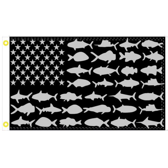 USA Beach Life Blackout 3'x5' Flag 100D Fishing Sea Life