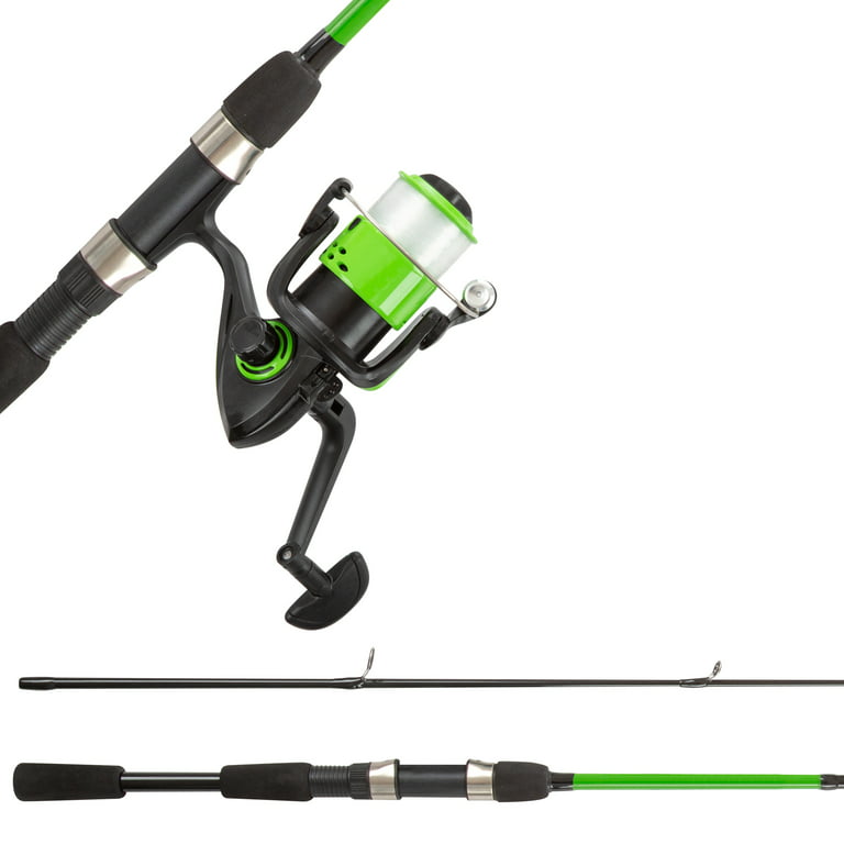 RAD Sportz Beginner Spinning Fishing Rod & Reel Combo- 6' Fiberglass Pole 